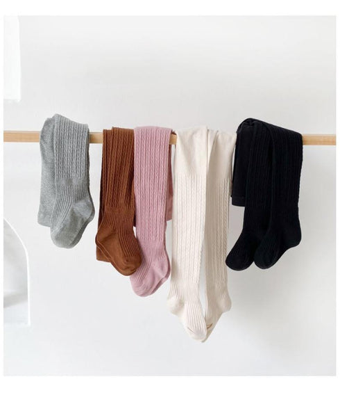 Children's bottoming pants twist solid color double needle exterior wear leggings